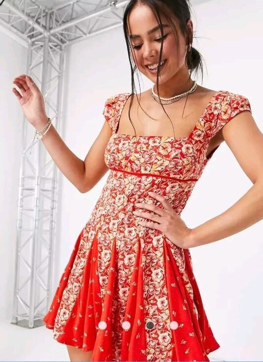 Free People Dresses & Skirts - Free People Womens XS Ponderosa Mini Dress Floral Feminine Dainty Cottage Fairy